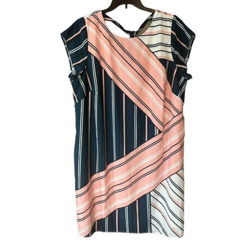 New with Tags Eloquii Pink‎ Navy Short Sleeve Shift Dress Womens Plus 22
